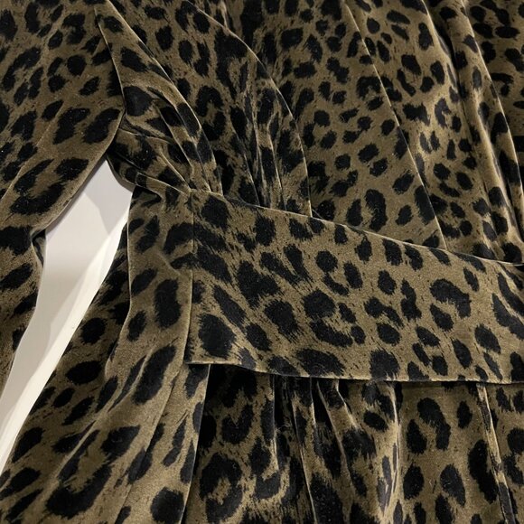 Bicci Florine Wachter Velvet Animal Print Jacket, USA, Vtg, Olive Black, 12 - Picture 5 of 13